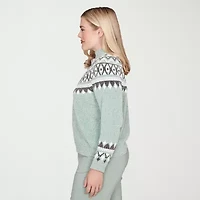 Alfred Dunner Stockbridge Womens Mock Neck Long Sleeve Floral Pullover Sweater