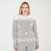 Alfred Dunner Stockbridge Womens Crew Neck Long Sleeve Pullover Sweater