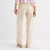 Liz Claiborne Womens Wide Leg Mid Rise Pull-On Pant