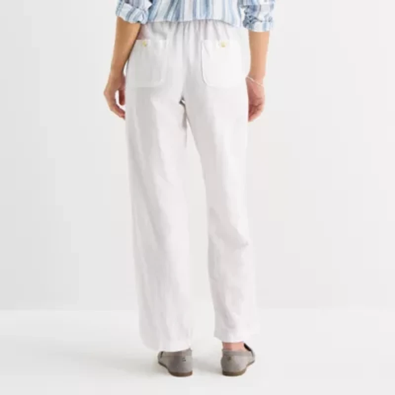 Liz Claiborne Womens Wide Leg Mid Rise Pull-On Pant