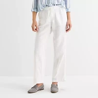 Liz Claiborne Womens Wide Leg Mid Rise Pull-On Pant