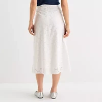 Liz Claiborne Womens Mid Rise Midi A-Line Skirt