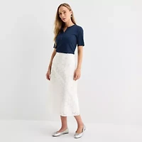 Liz Claiborne Womens Mid Rise Midi A-Line Skirt