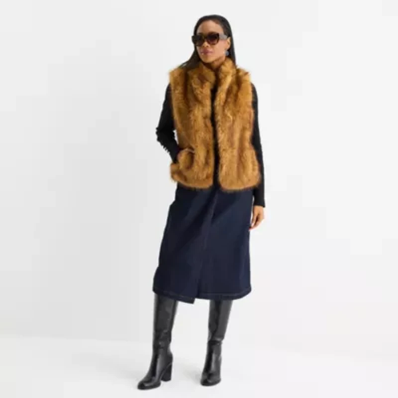 Liz Claiborne Womens Mock Neck Sleeveless Vest