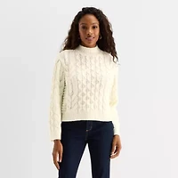 St. John's Bay Womens Mock Neck Long Sleeve Pullover Sweater