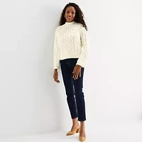 St. John's Bay Womens Mock Neck Long Sleeve Pullover Sweater