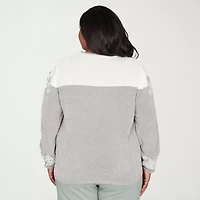 Alfred Dunner Plus Stockbridge Womens Crew Neck Long Sleeve Pullover Sweater
