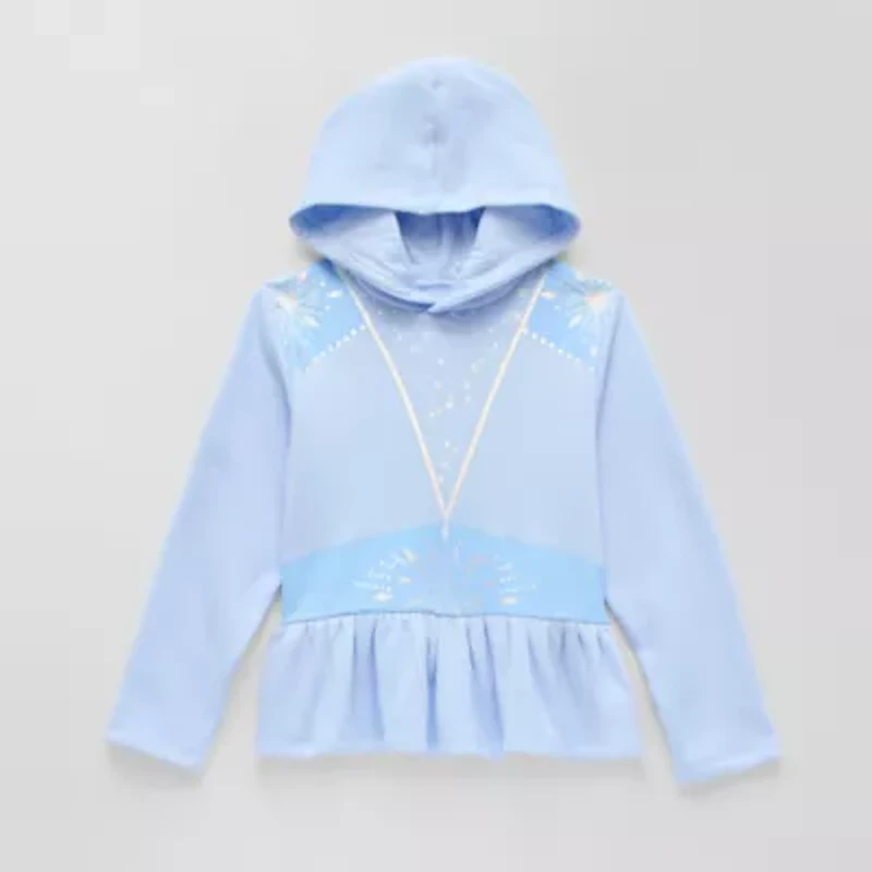 Disney Collection Little & Big Kid Girls Long Sleeve Elsa Fleece Hoodie