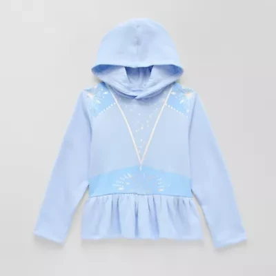 Disney Collection Little & Big Kid Girls Long Sleeve Elsa Fleece Hoodie