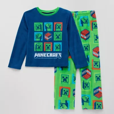 Fleece Big Kid Boys Minecraft Microfleece Crew Neck Long Sleeve 2-pc. Pajama Sets