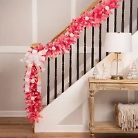 Northlight Flocked Pink With Clear Lights Pre-Lit Christmas Indoor Garland