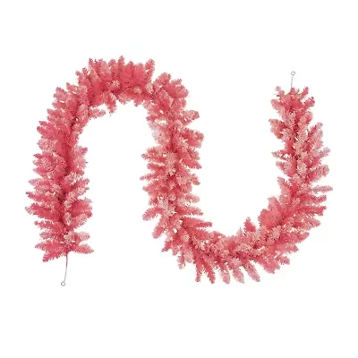 Northlight Flocked Pink With Clear Lights Pre-Lit Christmas Indoor Garland