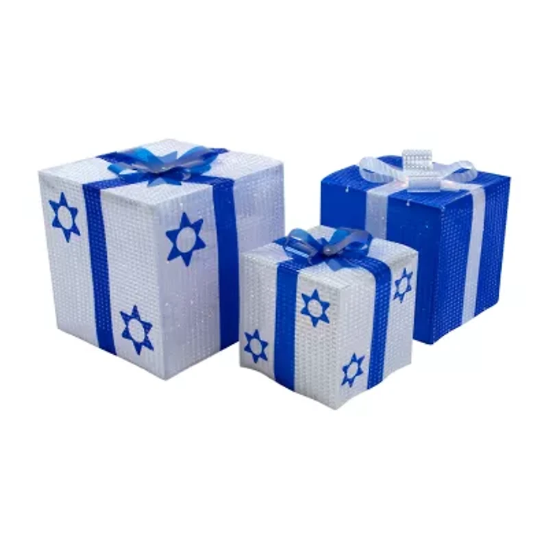 Northlight 12" Prelit Gift Box Hanukkah Yard Art