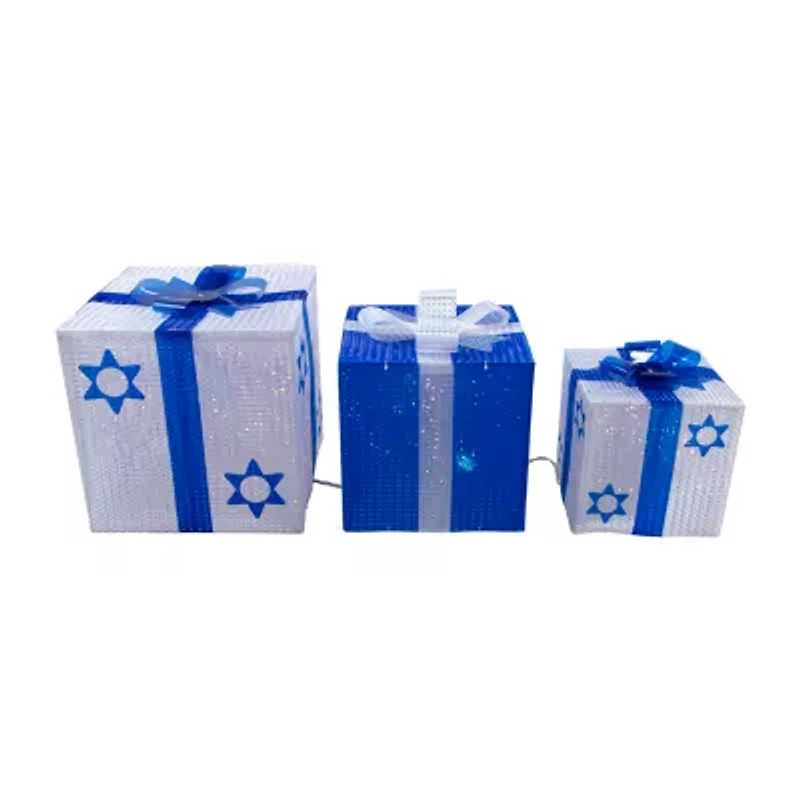 Northlight 12" Prelit Gift Box Hanukkah Yard Art