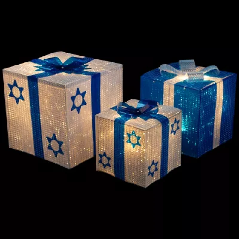 Northlight 12" Prelit Gift Box Hanukkah Yard Art