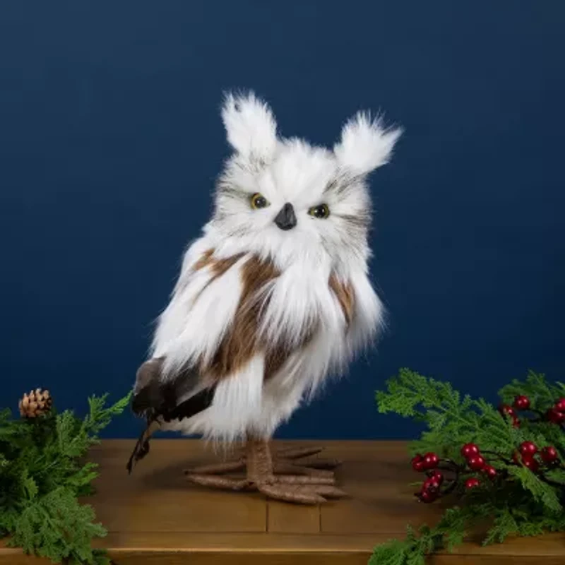 Northlight Standing Plush Winter Owl Christmas Tabletop Decor