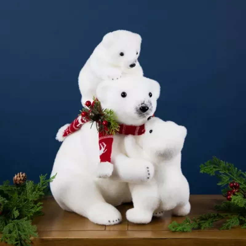 Northlight 13.5" Polar Bear And Cubs Christmas Tabletop Decor