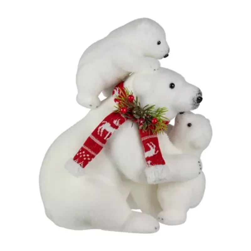 Northlight 13.5" Polar Bear And Cubs Christmas Tabletop Decor