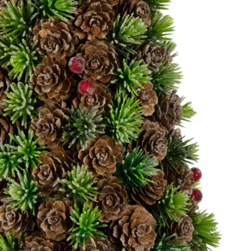 Northlight 15" Mini Wild Berries Cone Christmas Tabletop Tree