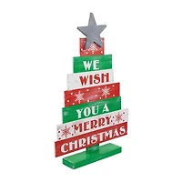 Northlight 16.5" Wooden Sign Christmas Tabletop Tree