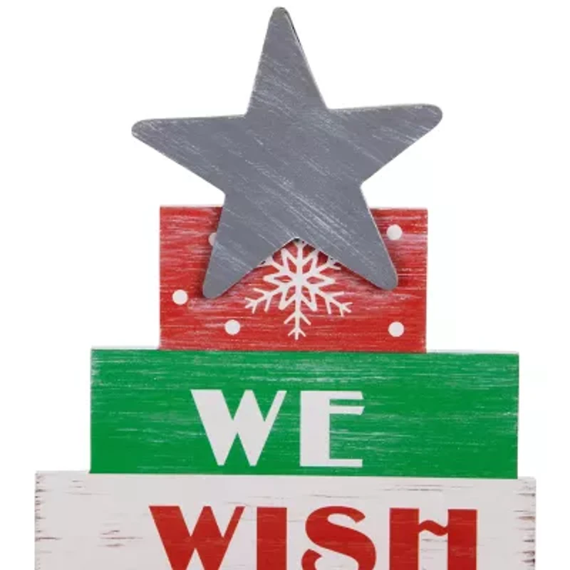 Northlight 16.5" Wooden Sign Christmas Tabletop Tree