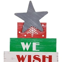 Northlight 16.5" Wooden Sign Christmas Tabletop Tree