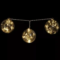 Set of 3 Lighted Silver Mercury Glass Finish Ball Christmas Ornaments - Clear Lights
