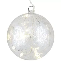 Set of 3 Lighted Silver Mercury Glass Finish Ball Christmas Ornaments - Clear Lights