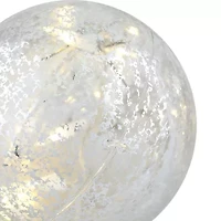 Set of 3 Lighted Silver Mercury Glass Finish Ball Christmas Ornaments - Clear Lights
