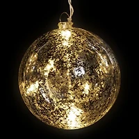 Set of 3 Lighted Silver Mercury Glass Finish Ball Christmas Ornaments - Clear Lights