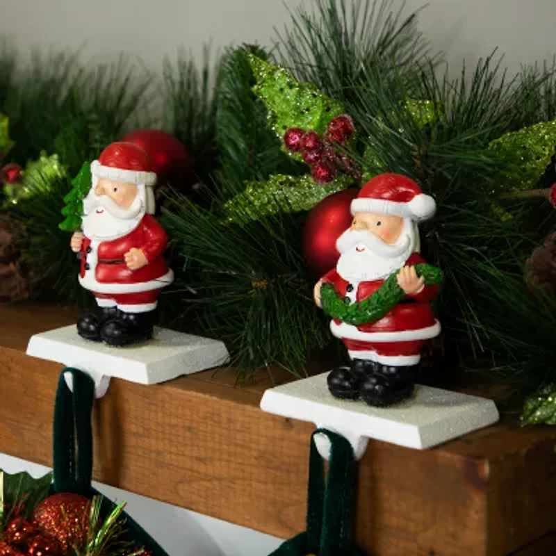 Northlight 4.75" Santa Stocking Holders 2-pc. Christmas Stocking Holder