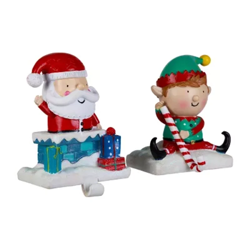 Northlight 5" Santa And Elf Christmas Stocking Holder