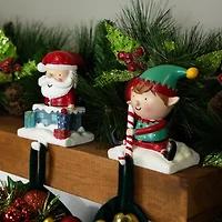 Northlight 5" Santa And Elf Christmas Stocking Holder