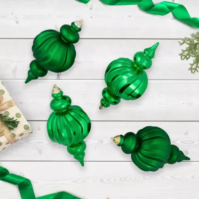 Northlight 10" Shatterproof Finial 4-pc. Christmas Ornament