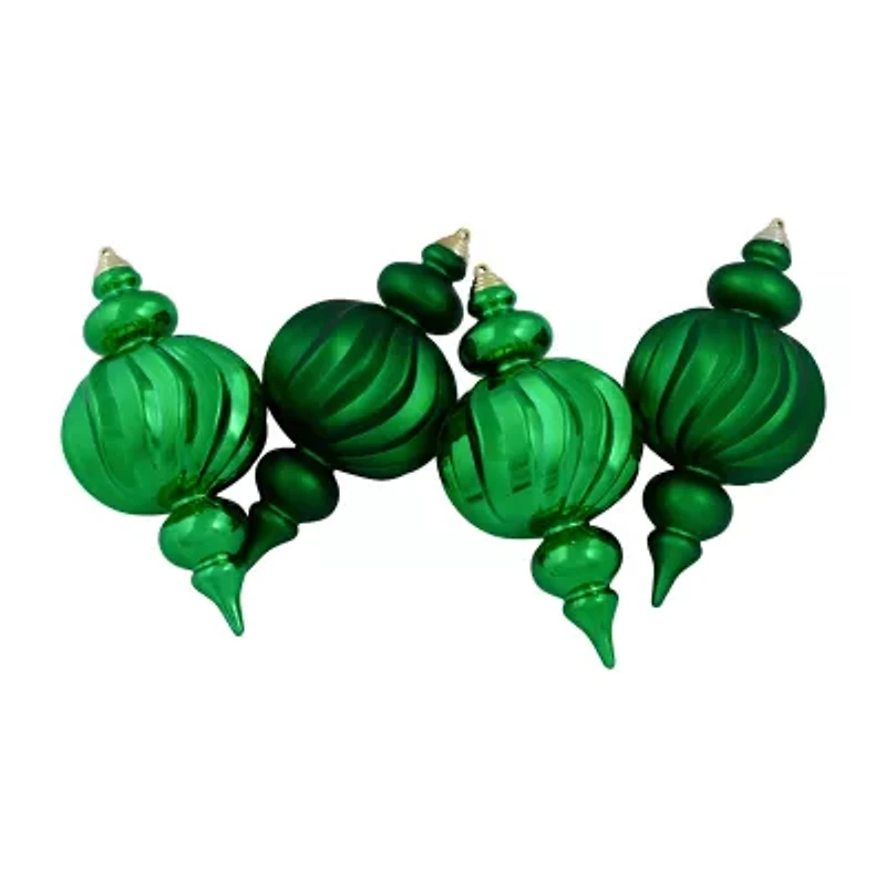 Northlight 10" Shatterproof Finial 4-pc. Christmas Ornament