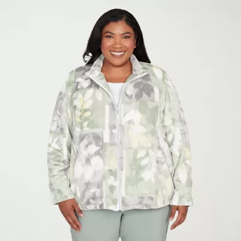 Alfred Dunner Stockbridge Womens Plus Fleece Lightweight Jacket