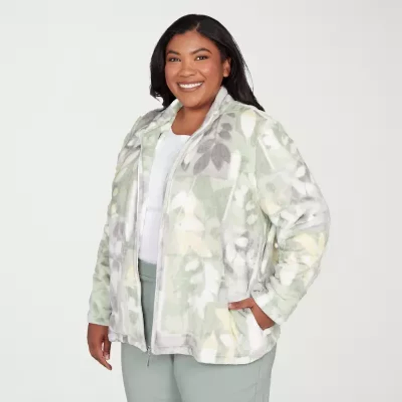 Alfred Dunner Stockbridge Womens Plus Fleece Lightweight Jacket