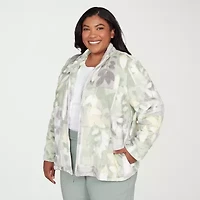 Alfred Dunner Stockbridge Womens Plus Fleece Lightweight Jacket
