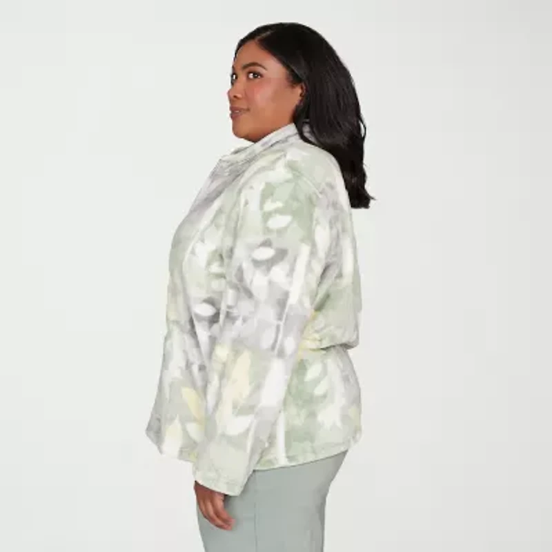 Alfred Dunner Stockbridge Womens Plus Fleece Lightweight Jacket