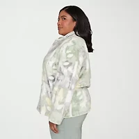 Alfred Dunner Stockbridge Womens Plus Fleece Lightweight Jacket