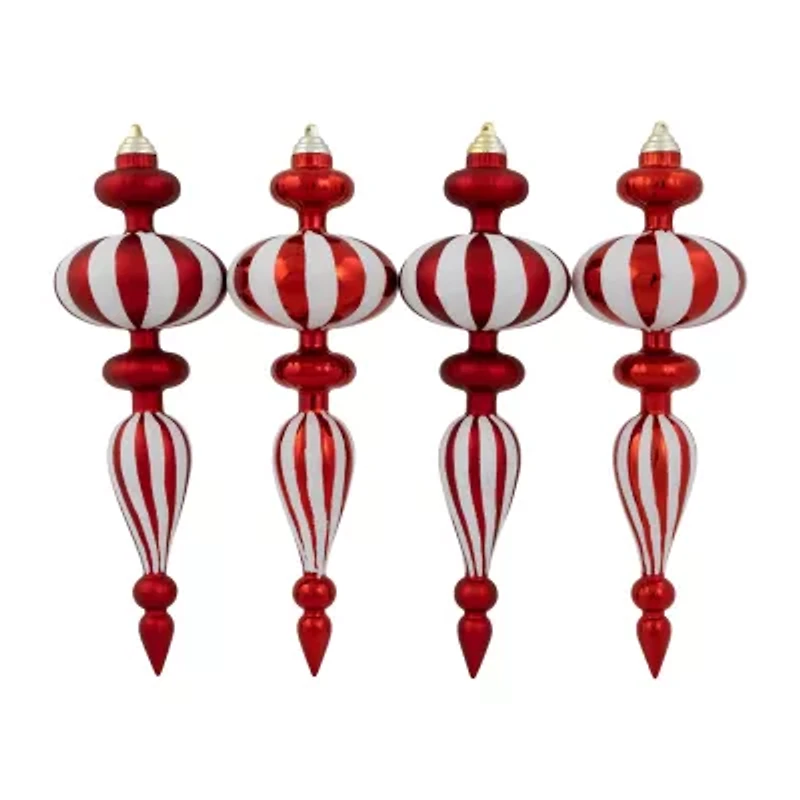 Northlight 14" Shatterproof Finial 4-pc. Christmas Ornament