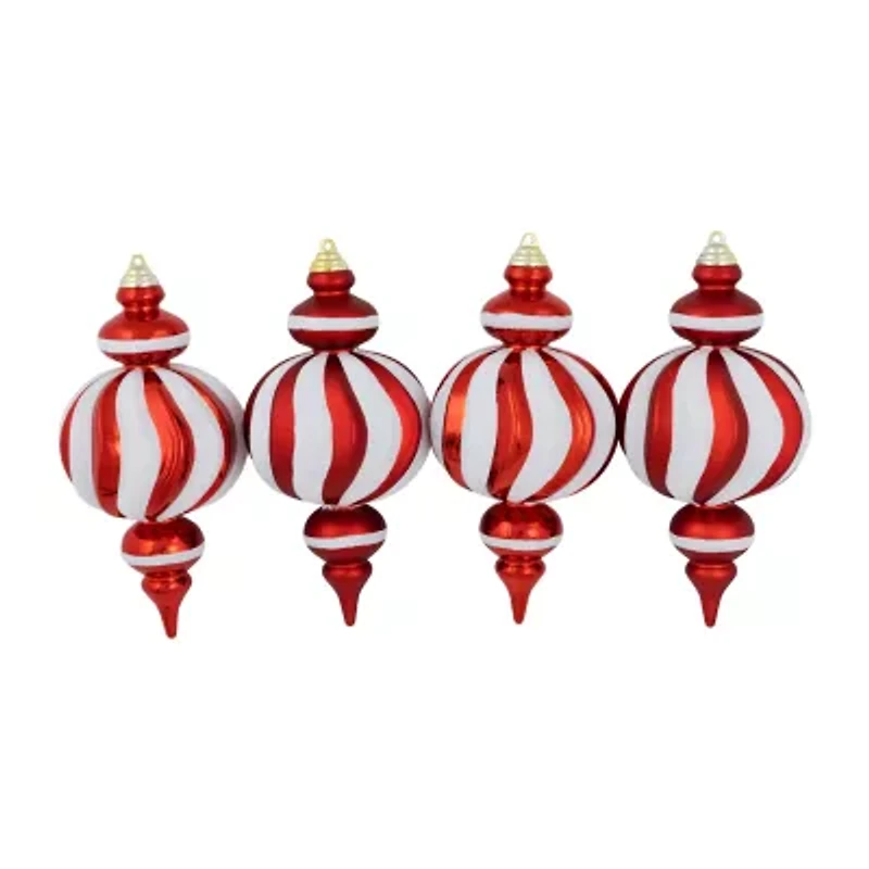Northlight 10" Shatterproof Finial 4-pc. Christmas Ornament