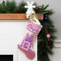20'' Pink and Purple Glitter Princess Christmas Stocking