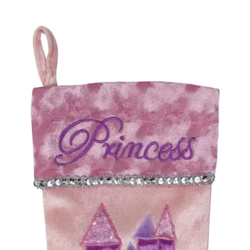 20'' Pink and Purple Glitter Princess Christmas Stocking