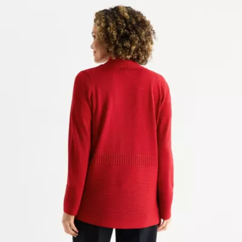 Liz Claiborne Womens Long Sleeve Open Front Cardigan