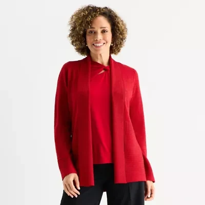 Liz Claiborne Womens Long Sleeve Open Front Cardigan