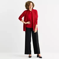 Liz Claiborne Womens Long Sleeve Open Front Cardigan