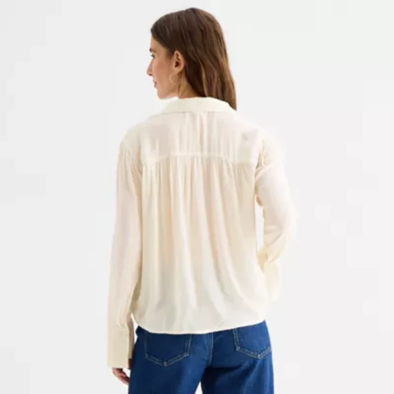 a.n.a Womens Tall Long Sleeve Blouse