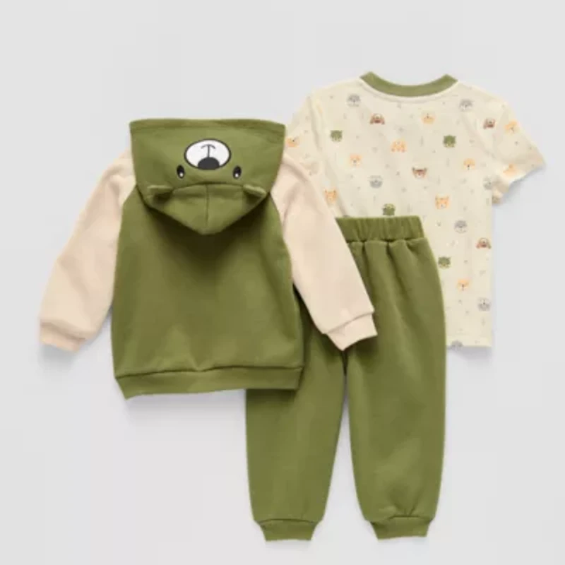 Little Stitch Hooded Bear Baby Boys 3-pc. Pant Set