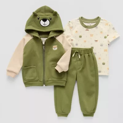 Little Stitch Hooded Bear Baby Boys 3-pc. Pant Set